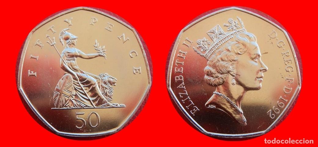 Monedas antiguas de Europa: 50 PENIQUES PENCE 1992 SIN CIRCULAR PROCEDENTE DE BLISTER INGLATERRA REINO UNIDO-10692SC