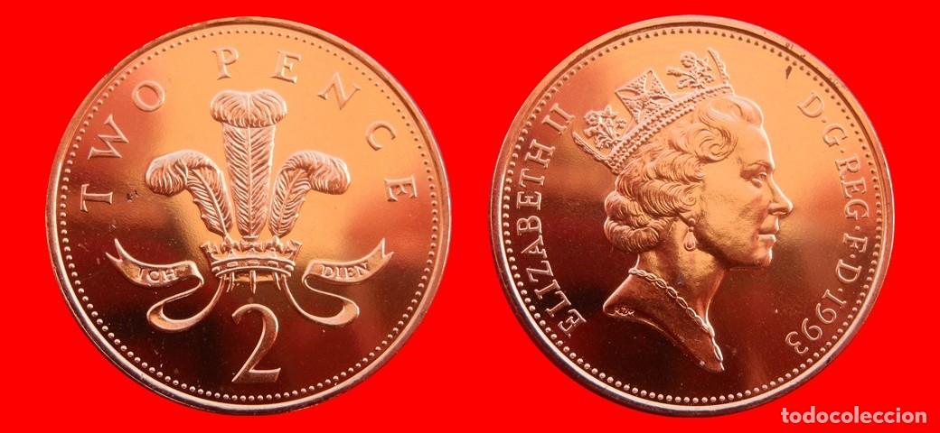 Monedas antiguas de Europa: 2 PENIQUE PENCE 1993 SIN CIRCULAR PROCEDENTE DE BLISTER INGLATERRA REINO UNIDO-10696SC
