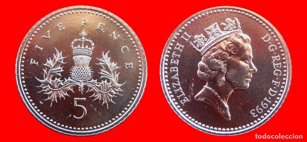 Monedas antiguas de Europa: 5 PENIQUE PENCE 1993 SIN CIRCULAR PROCEDENTE DE BLISTER INGLATERRA REINO UNIDO-10697SC