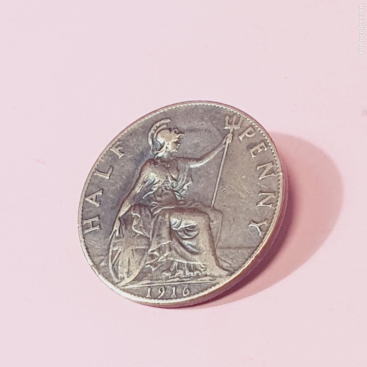 Monedas antiguas de Europa: MONEDA-GRAN BRETA&Ntilde;A-HALF PENNY-1916-COBRE-ESCASA-VER FOTOGRAF&Iacute;AS-EXCELENTE.