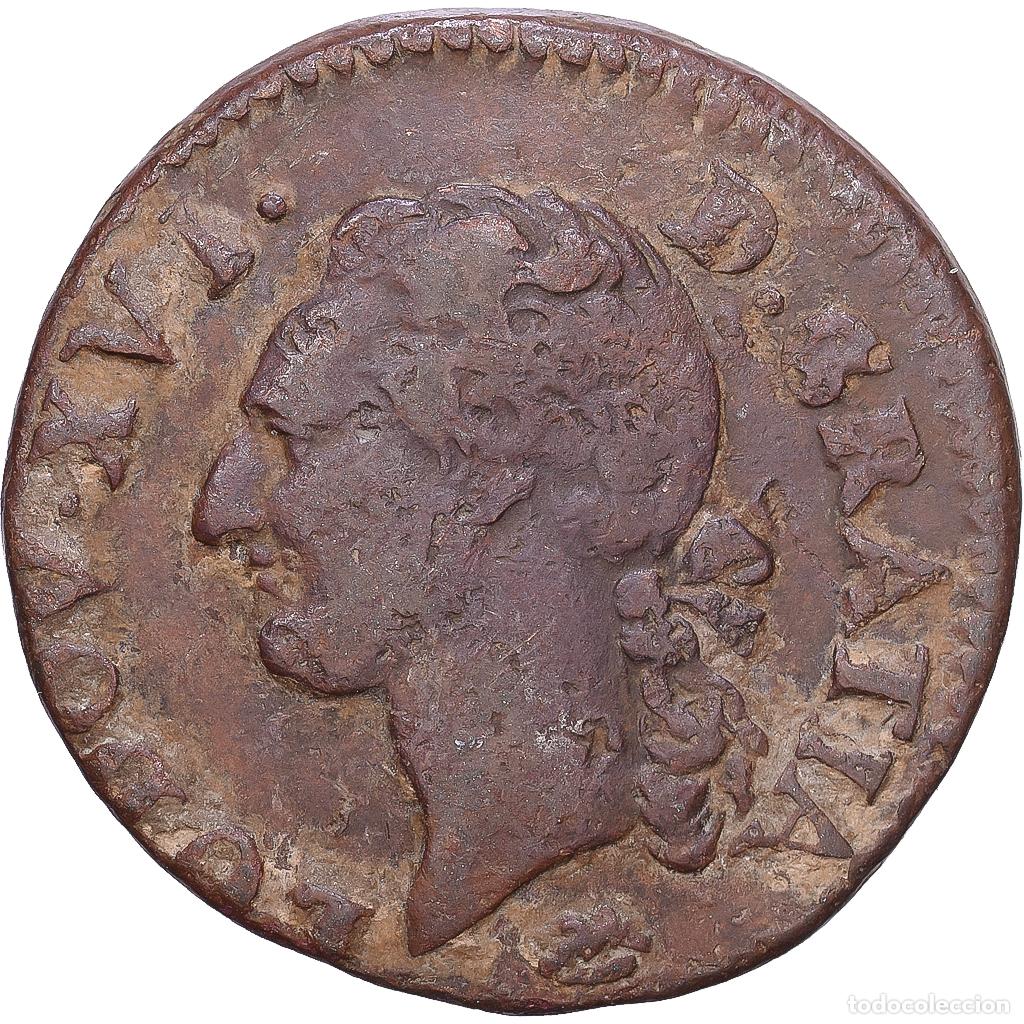 Monedas antiguas de Europa: [#1168327] Francia, Louis XVI, 1/2 Sol, 1790, Montpellier, Cobre, BC+, Gadoury:349