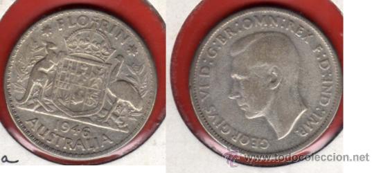 Monedas antiguas de Ocean&iacute;a: AUSTRALIA 1 FLORIN 1946, PLATA