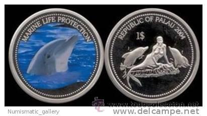 Monedas antiguas de Ocean&iacute;a: PALAU 1 DOLAR 2004 DELFIN - Foto 1