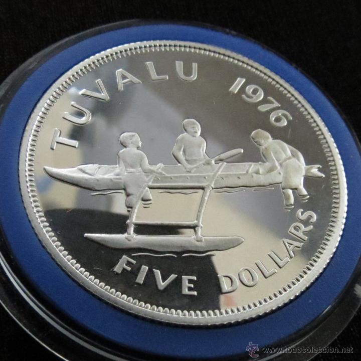Monedas antiguas de Ocean&iacute;a: Tuvalu 5 $ 1976 barco - Foto 1