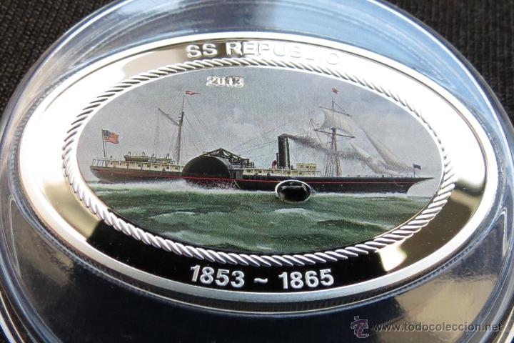 Monedas antiguas de Ocean&iacute;a: Islas Cook 5 $ 2013 barco - Foto 1