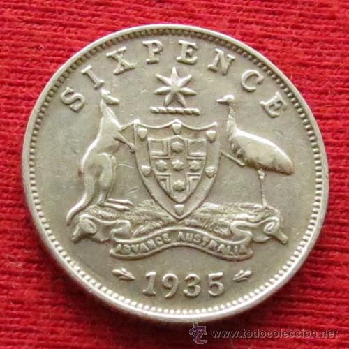 Monedas antiguas de Ocean&iacute;a: Australia 6 pence 1935 - Foto 1
