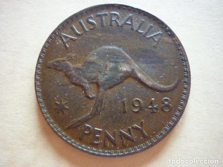 Monedas antiguas de Ocean&iacute;a: AUSTRALIA, ONE PENNY 1948 - Foto 2