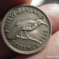 Monedas antiguas de Oceanía: PRECIOSA Y MUY RARA MONEDA NUEVA ZELANDA PLATA - 6 PENIQUES AÑO 1942 - PAJARO - MIRA MAS EN VENTA. Lote 190489516