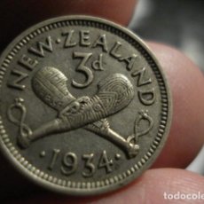 Monedas antiguas de Oceanía: BONITA MONEDA NUEVA ZELANDA PLATA - 3 PENIQUES AÑO 1934 - MIRA MAS EN VENTA