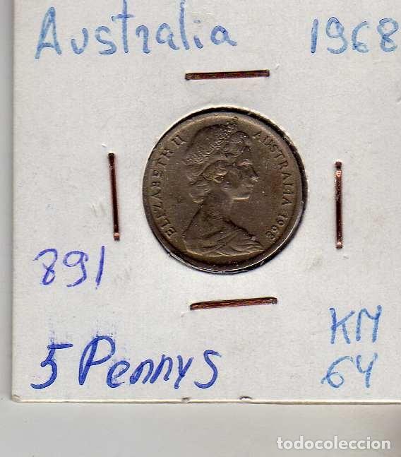 Monedas antiguas de Ocean&iacute;a: AUSTRALIA 5 CENTAVOS 1968 - Foto 1