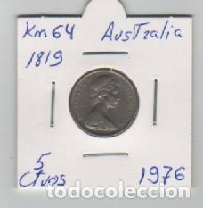 Monedas antiguas de Ocean&iacute;a: MONEDA AUSTRALIA 5 CENTAVO 1976 - Foto 1