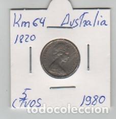 Monedas antiguas de Ocean&iacute;a: MONEDA AUSTRALIA 5 CENTAVO 1980 - Foto 1