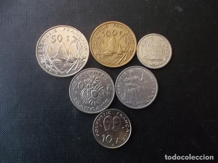 Monedas antiguas de Ocean&iacute;a: conjunto de 6 monedas de la Polynesia Francesa - Foto 1