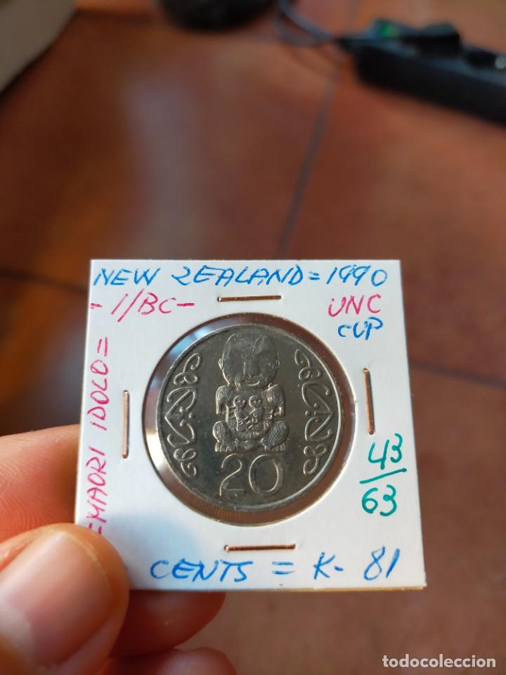 MONEDA DE 20 VEINTE CENTS NUEVA ZELANDA NEW ZEALAND 1990 MAORI IDOLO SIN CIRCULAR (Numismática - Extranjeras - Oceanía)