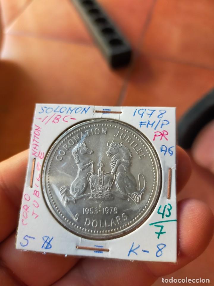 Monedas antiguas de Oceanía: MONEDA DE 5 CINCO DOLARES DOLLARS 1978 1953 ISLAS SOLOMON SALOMON ISLANDS PRUEBA CORONATION JUBILEE - Foto 1 - 270211773