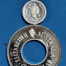 Monedas antiguas de Oceanía: 1 DOLAR AUSTRALIANO. PLATA999. 2 MONEDAS INTERCALADAS. PESA 39 GRAMOS. 1989.. Lote 307205678