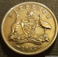 Monedas antiguas de Oceanía: 6 PENIQUES 1955 AUSTRALIA PLATA. Lote 312448748