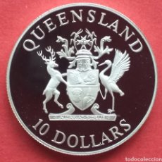 Monedas antiguas de Oceanía: AUSTRALIA 10 DOLÁRES DE PLATA PROOF 1989 (QUEENSLAND). Lote 318125188