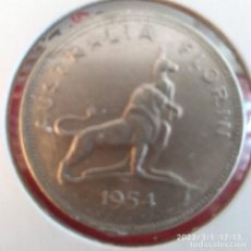 Monedas antiguas de Oceanía: MONEDA DE PLATA DE AUSTRALIA, M - MELBOURNE, 1 FLORÍN 1954, BUEN EJEMPLAR, VER FOTOS.