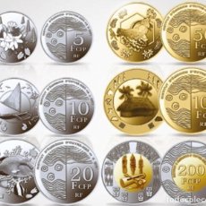 Monedas antiguas de Oceanía: TERRITORIOS FRANCESES DEL PACÍFICO SET COMPLETO 5 10 20 50 100 200 FRANCS 2021 KM NUEVO SC UNC