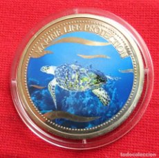 Monedas antiguas de Oceanía: PALAU 1 $ 2004 TORTUGA PEZ SERIE MARINE LIFE. Lote 340114408