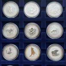 Monedas antiguas de Oceanía: COLECCIÓN DE LAS 12 MONEDAS 1 ONZA PLATA 999 AUSTRALIA , PRIMERA SERIE HORÓSCOPO LUNAR. Lote 355081598