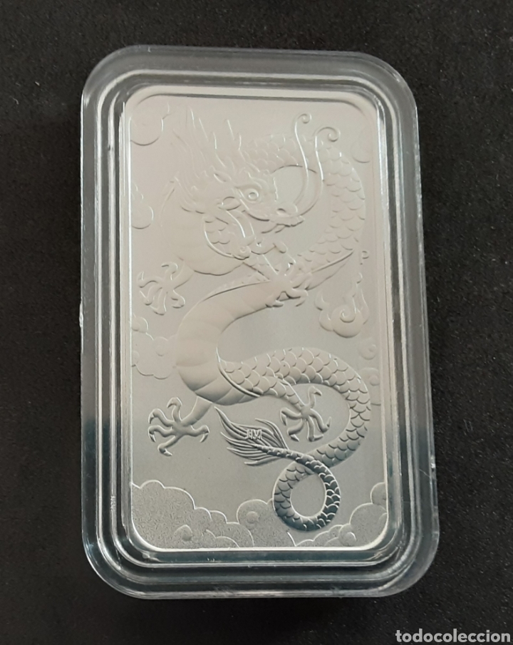 Monedas antiguas de Ocean&iacute;a: Onza plata 2019 AUSTRALIA DRAG&Oacute;N RECTANGULAR ENCAPSULADA - Foto 2