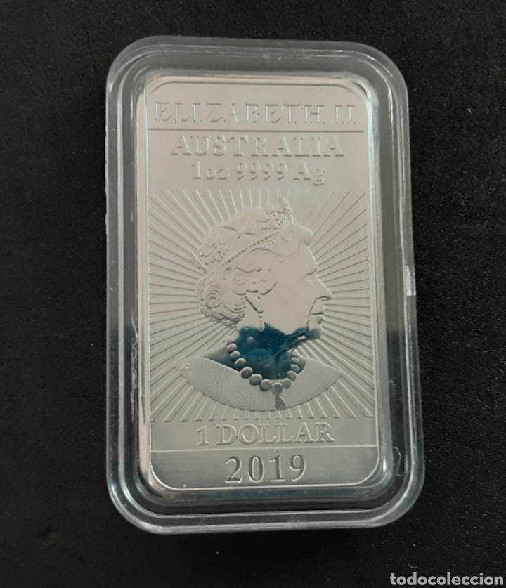 Monedas antiguas de Ocean&iacute;a: Onza plata 2019 AUSTRALIA DRAG&Oacute;N RECTANGULAR ENCAPSULADA - Foto 1