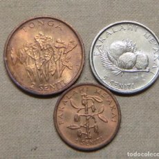 Monedas antiguas de Oceanía: 3 MONEDAS TONGA SIN CIRCULAR. Lote 363199650