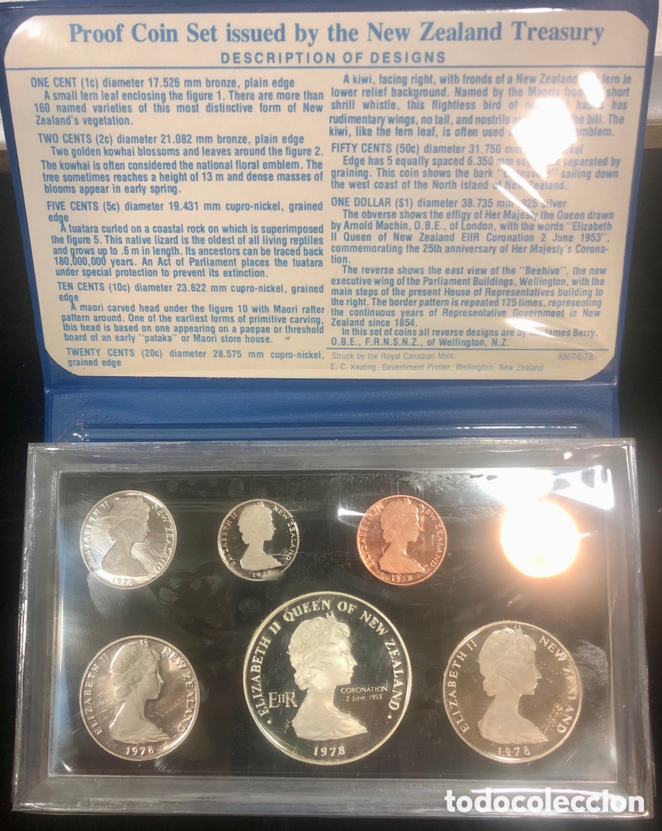 Monedas antiguas de Ocean&iacute;a: 1978 Nueva Zelanda (Set Proof) 7 monedas. - Foto 1