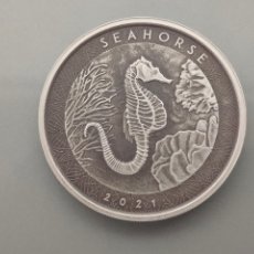 Monedas antiguas de Oceanía: MONEDA 1 ONZA PLATA ENVEJECIDA PURA 999 CABALLITO DE MAR SAMOA 2021 2 TALA SEAHORSE CÁPSULA
