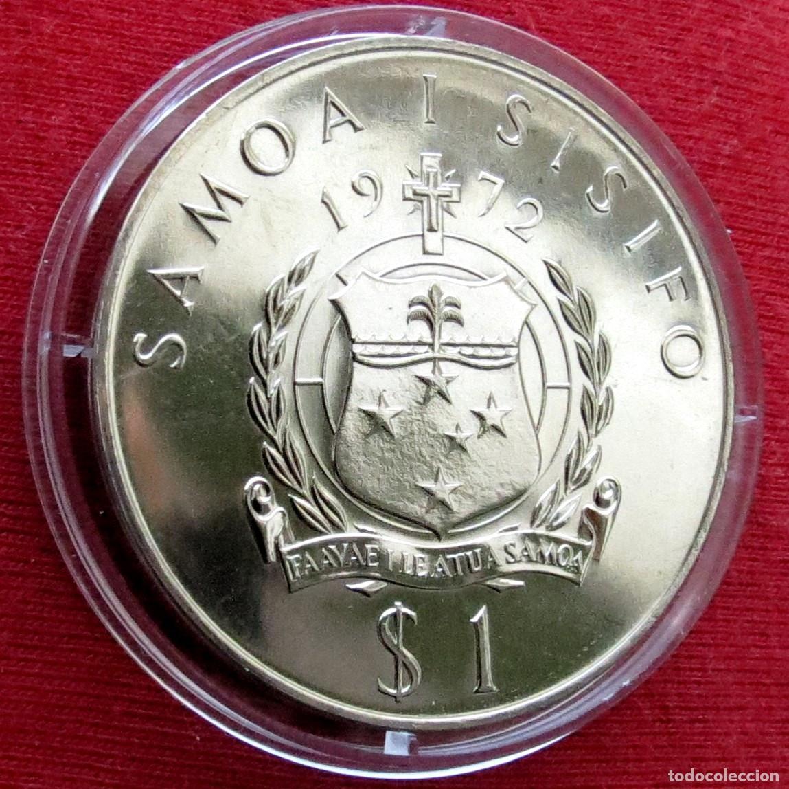 Monedas antiguas de Ocean&iacute;a: Samoa 1 $ 1972 velero - Foto 2