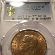 Monedas antiguas de Oceanía: 41SCA13 NEW ZEALAND 1945 ONE PENNY PCGS MS64 RB