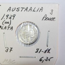 Monedas antiguas de Oceanía: MONEDA DE PLATA DE 3 PENCE DE 1939 ( M ) KM 37 DE AUSTRALIA EN MBC