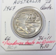Monedas antiguas de Oceanía: MONEDA DE 20 CENTS DE 1967 KM 66 DE AUSTRALIA EN BC+