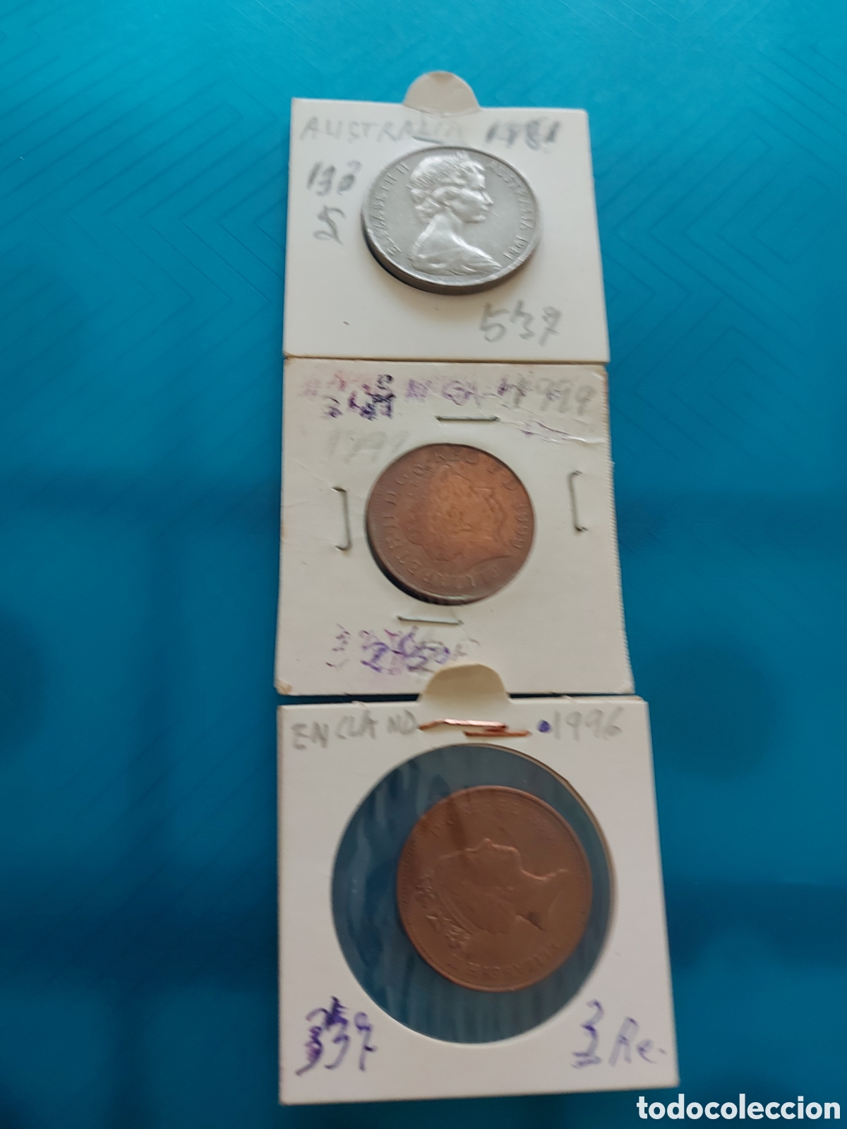 Monedas antiguas de Ocean&iacute;a: 1 deAustralia y2England - Foto 1
