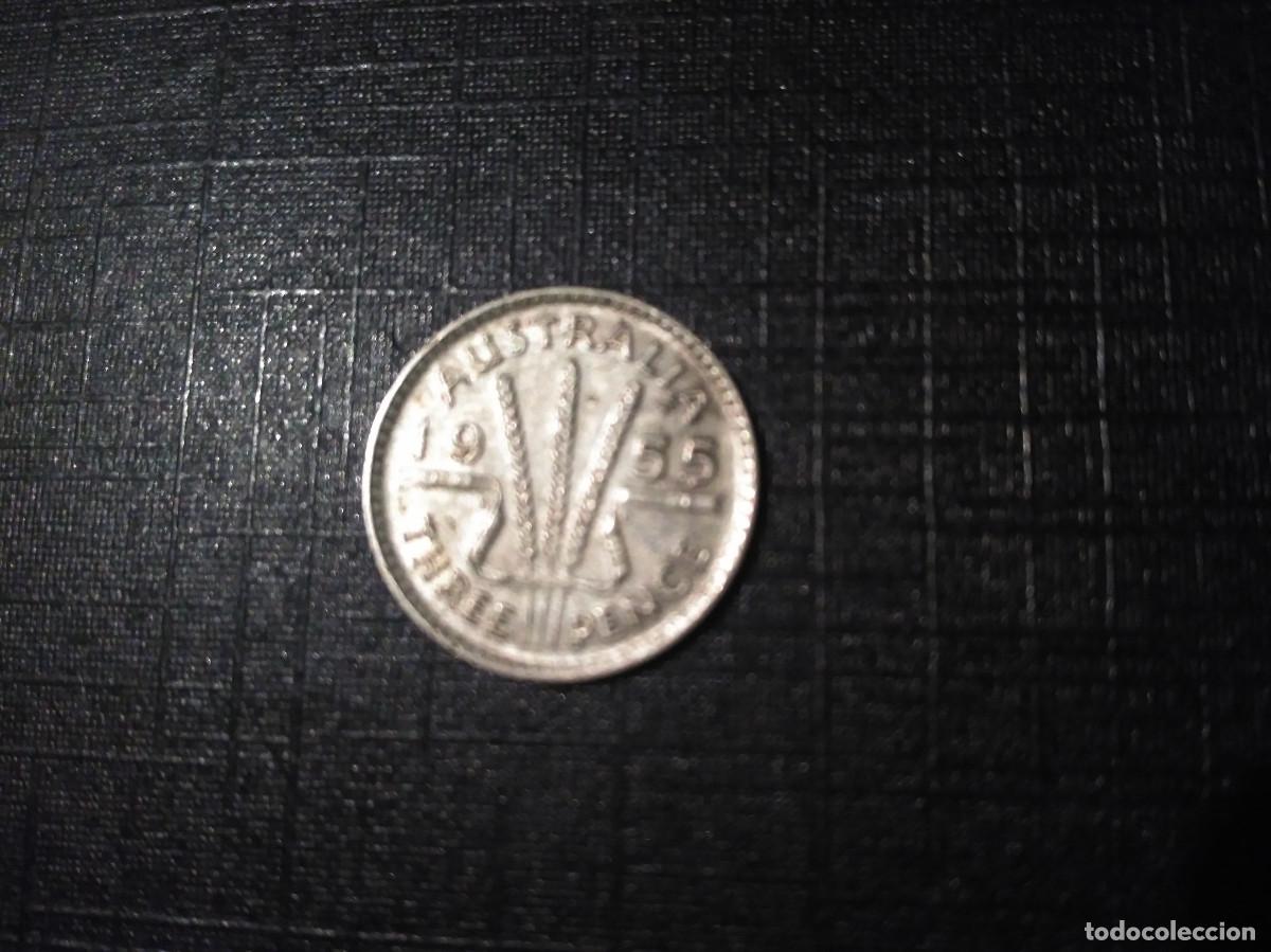 Monedas antiguas de Ocean&iacute;a: AUSTRALIA 3 PENIQUES 1955, PLATA