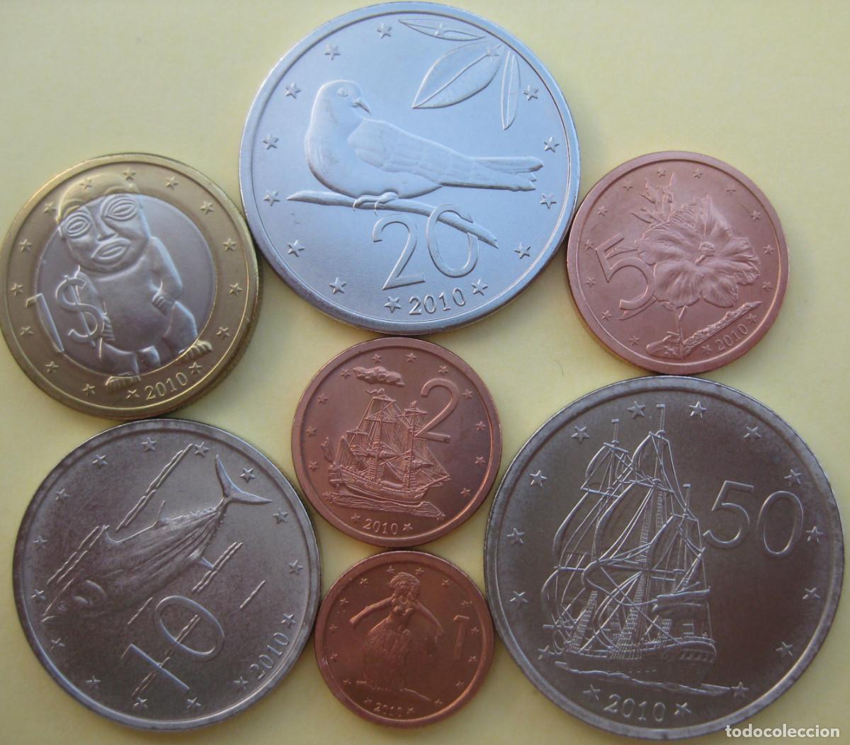 Monedas antiguas de Ocean&iacute;a: Islas Cook, Set de 7 monedas: 1, 2, 5, 10, 20, 50 ctvos + 1 D&oacute;lar &rdquo;Fauna, Barcos, .../ SC.