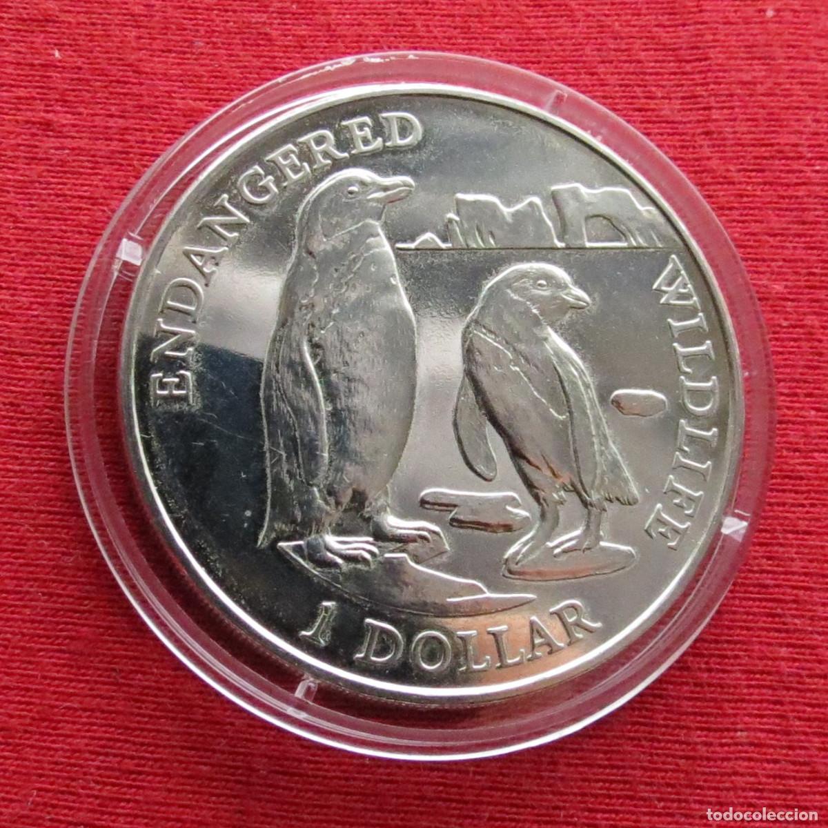 Monedas antiguas de Ocean&iacute;a: Cook isl. 1 $ 1996 ping&uuml;inos - Foto 1