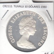 Monedas antiguas de Oceanía: CR2111 MONEDA TUVALU 10 DÓLARES 1980 PLATA