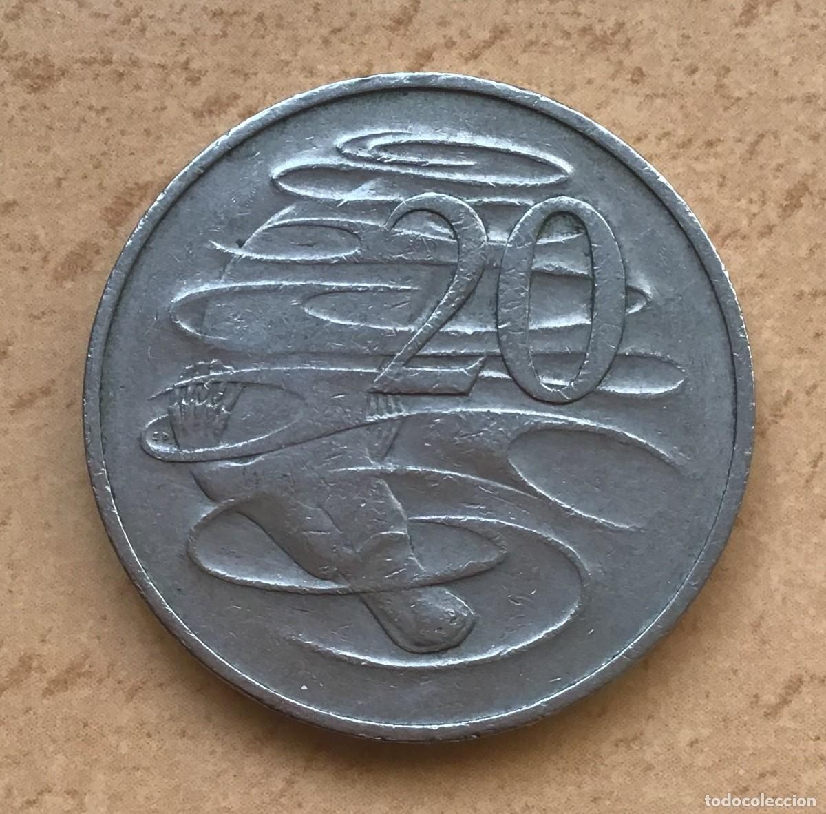 Monedas antiguas de Ocean&iacute;a: 20 centavos de Australia. A&ntilde;o 1966 - Foto 1