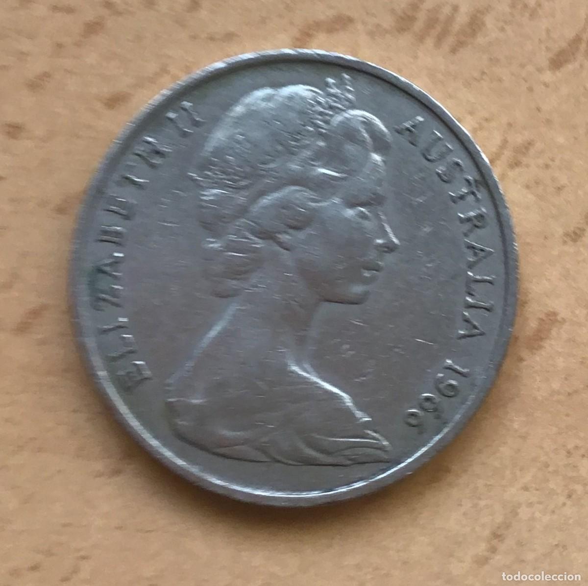 Monedas antiguas de Ocean&iacute;a: 20 centavos de Australia. A&ntilde;o 1966 - Foto 2