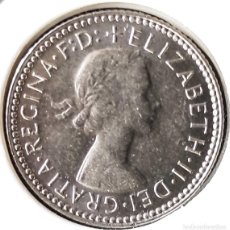 Monedas antiguas de Oceanía: AUSTRALIA (1953-1965) - 6 PENIQUES 1955 - REINA ISABEL II - A - 2,83 GR. PLATA 0,500 - DIAM 19,30 MM