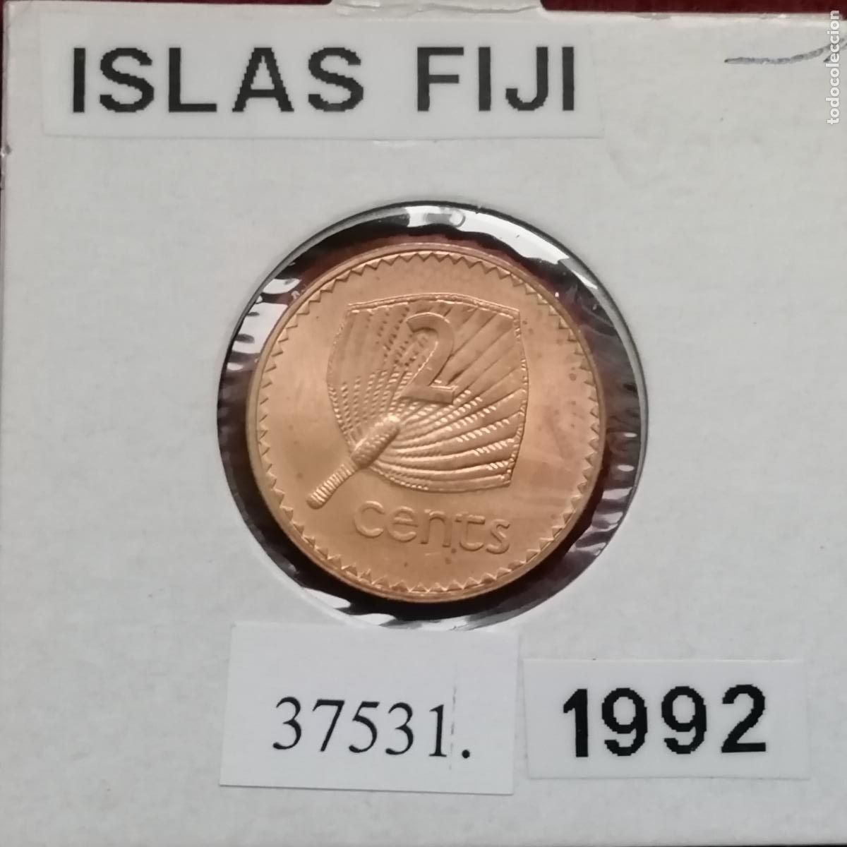 Monedas antiguas de Ocean&iacute;a: Fiji 2 c&eacute;ntimos 1992 - Foto 1