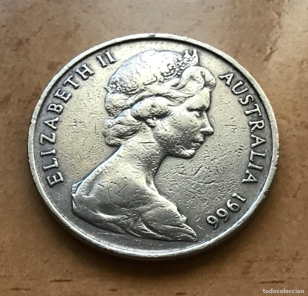 Monedas antiguas de Ocean&iacute;a: 20 centavos de Australia. A&ntilde;o 1966 - Foto 2