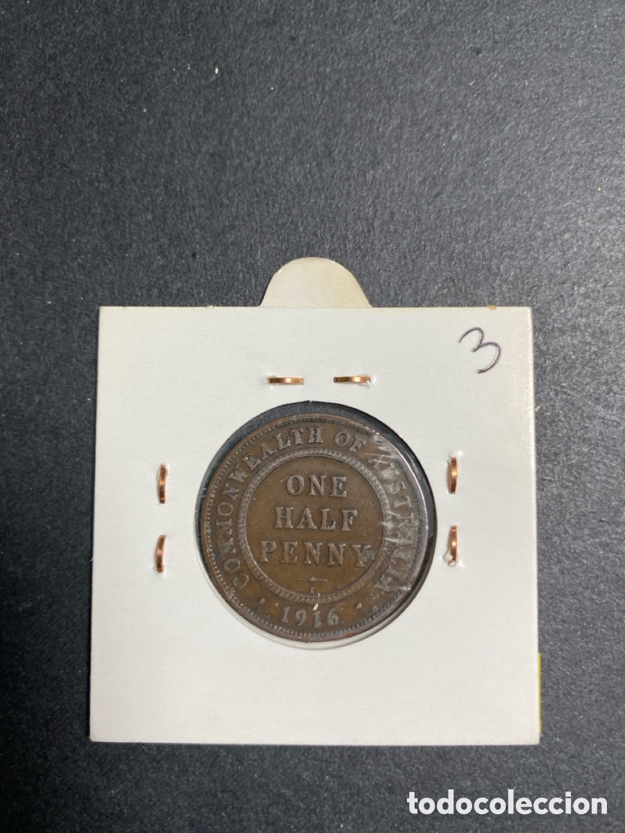 Monedas antiguas de Ocean&iacute;a: Moneda de Australia 1/2 penny - Foto 2
