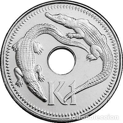 Monedas antiguas de Ocean&iacute;a: Pap&uacute;a Nueva Guinea, 1 Kina 2004 &rdquo;Cocodrilos - Fauna&rdquo;, KM#6a./ Sin Circular.