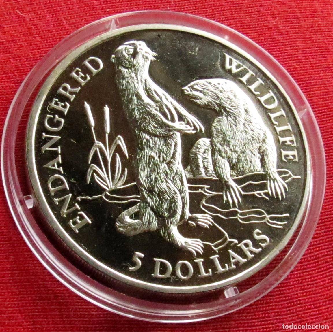 Monedas antiguas de Ocean&iacute;a: Islas Cook 5 $ 1991 lutra - Foto 1