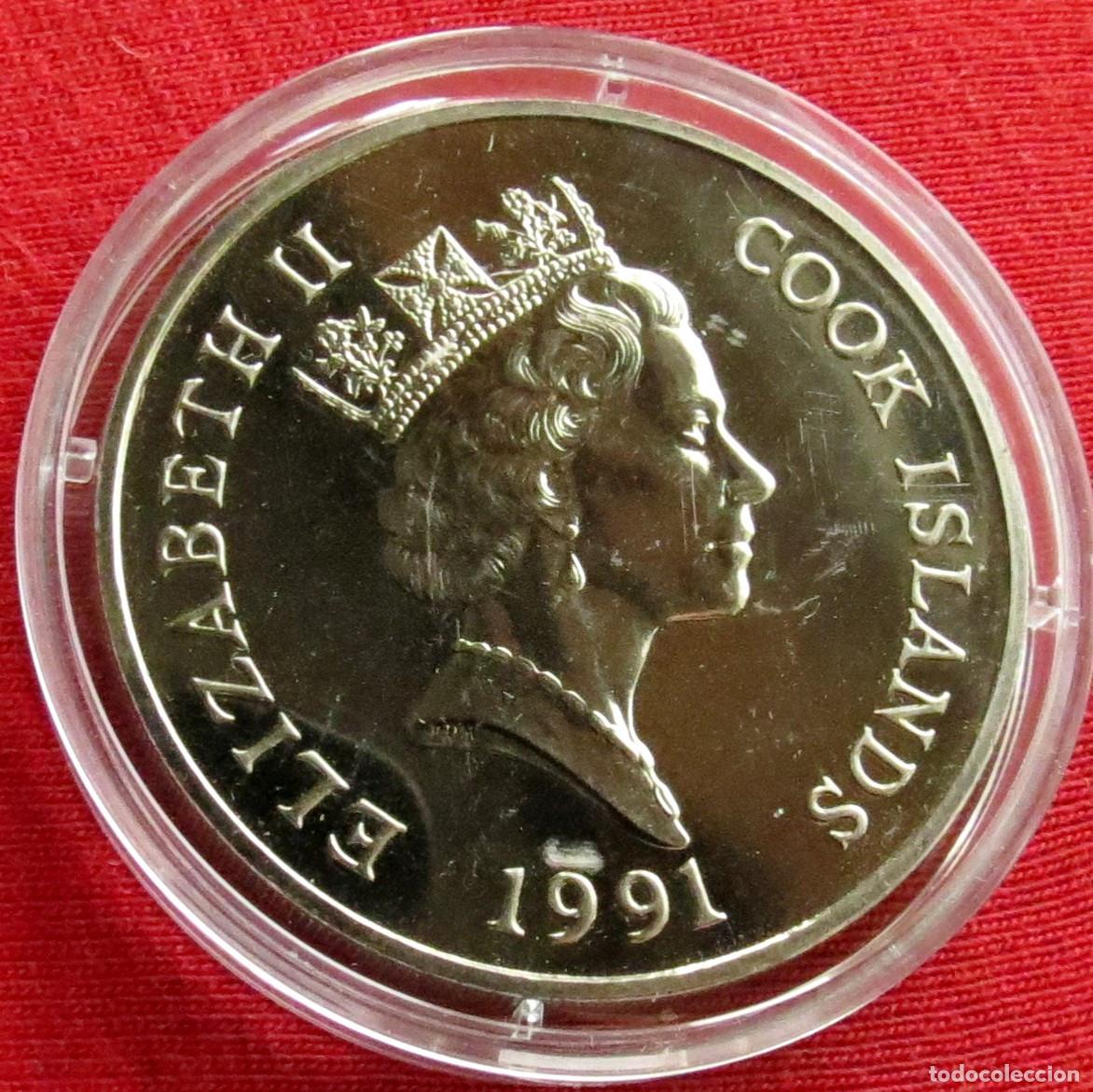 Monedas antiguas de Ocean&iacute;a: Islas Cook 5 $ 1991 lutra - Foto 2