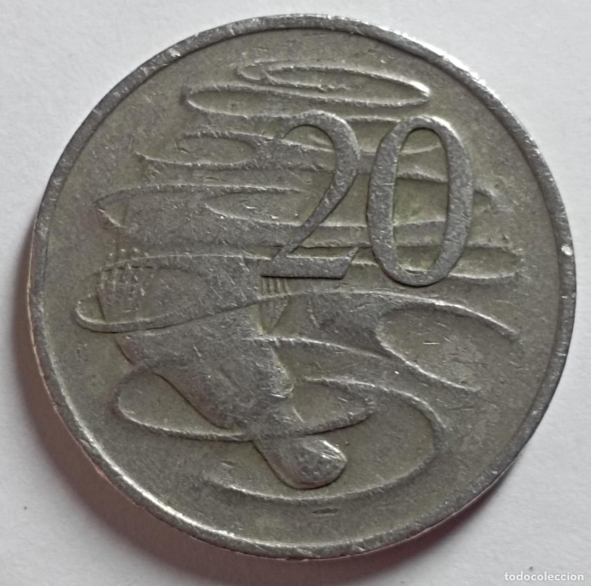 Monedas antiguas de Ocean&iacute;a: Moneda de Australia 20 centavos de 1977 - Foto 1